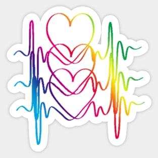 Rainbow Heart Beats Sticker